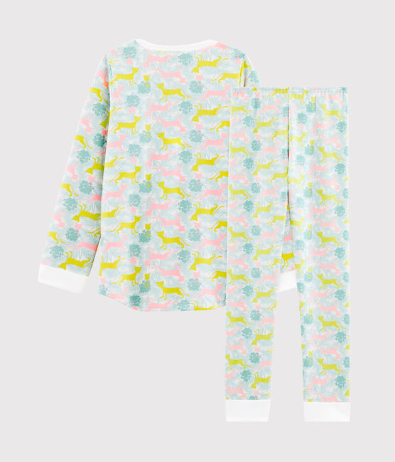 Pyjama petite fille en molleton blanc MARSHMALLOW/blanc MULTICO