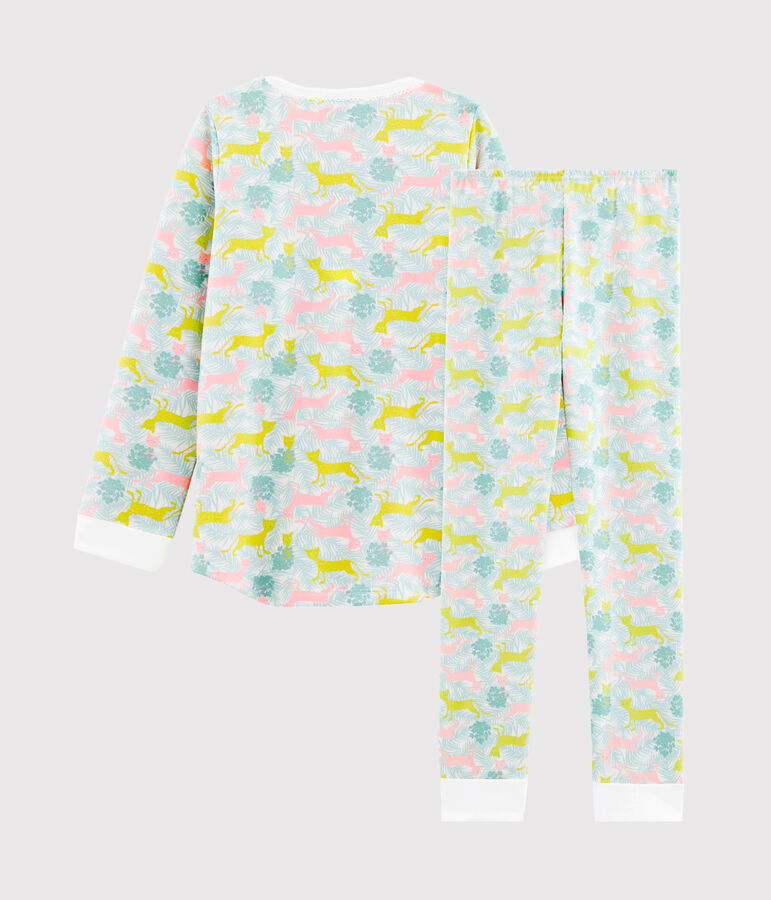 Pyjama petite fille en molleton blanc/multicouleur
