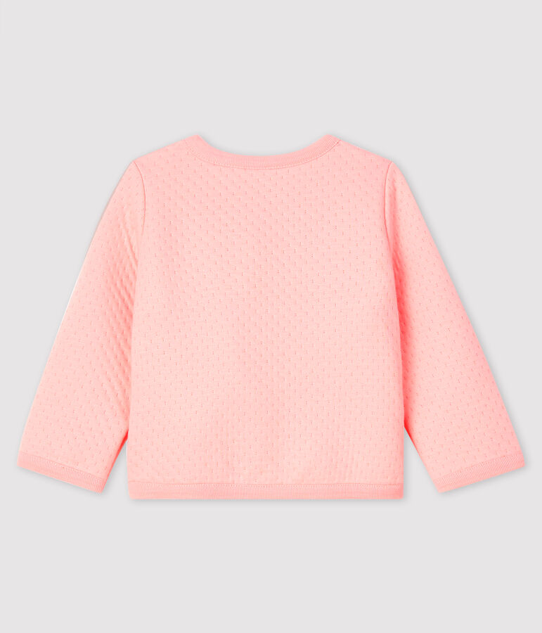 Cardigan b&eacute;b&eacute; fille en tubique rose