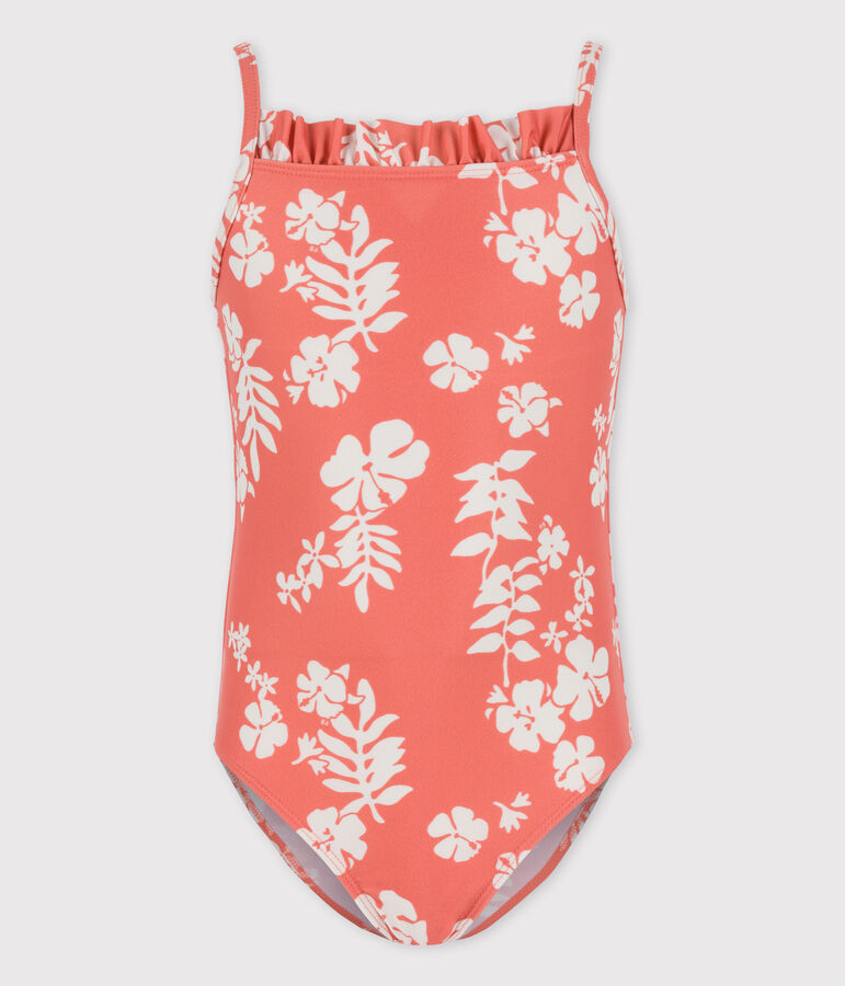 Maillot de bain 1 pi&egrave;ce imprim&eacute; enfant fille rose PAPAYE/ MARSHMALLOW