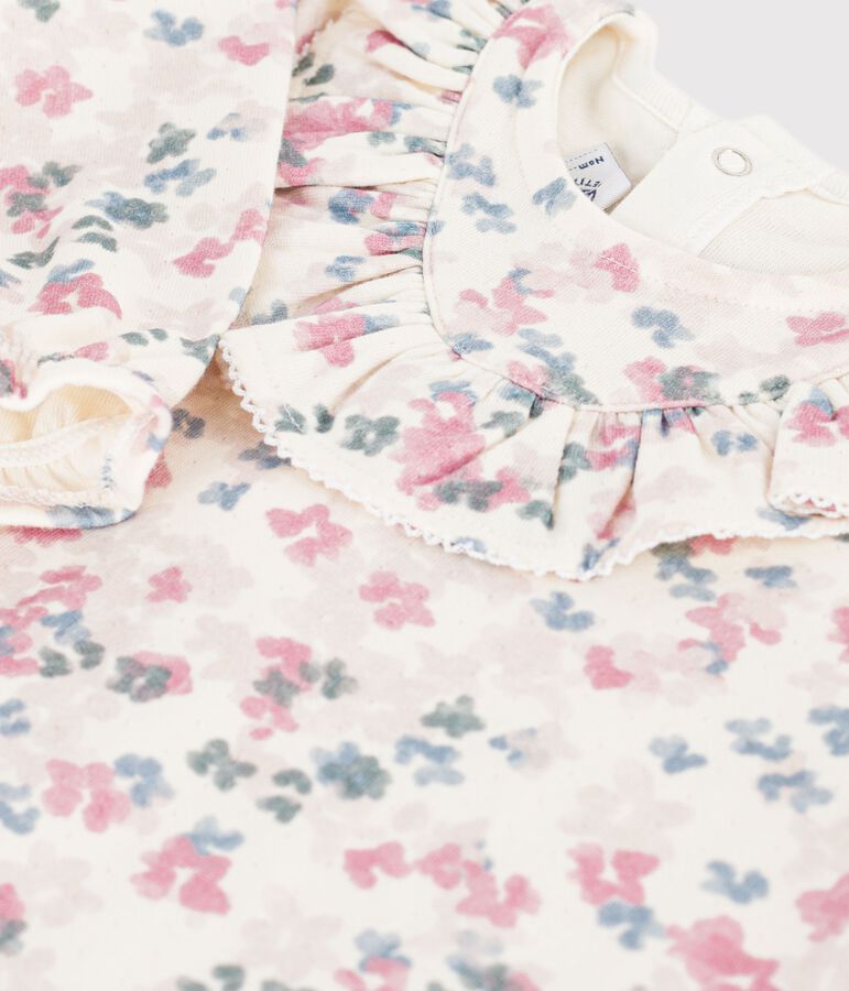Robe b&eacute;b&eacute; en coton manches longues imprim&eacute;e fleurs MILK/ MULTICO
