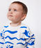 Sweat bébé en coton, imprimé requin bleu MARSHMALLOW/ PORCELANA