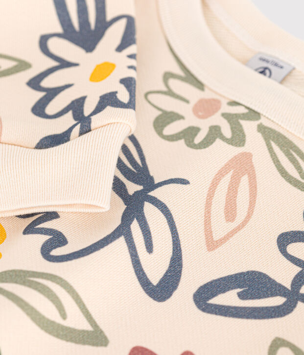 Sweatshirt en molleton enfant fille &eacute;cru/multicouleur