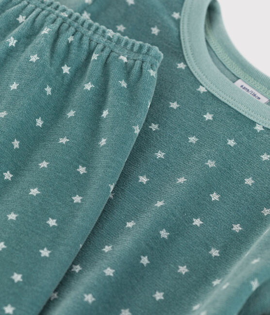 Pyjama étoile en velours enfant bleu BRUT/blanc MARSHMALLOW