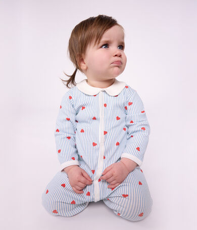 Pyjama b&eacute;b&eacute; en coton avec col, imprim&eacute; c&oelig;urs