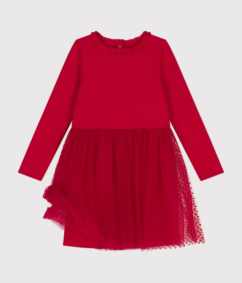 Robe en jersey lourd et tulle enfant fille COULIS