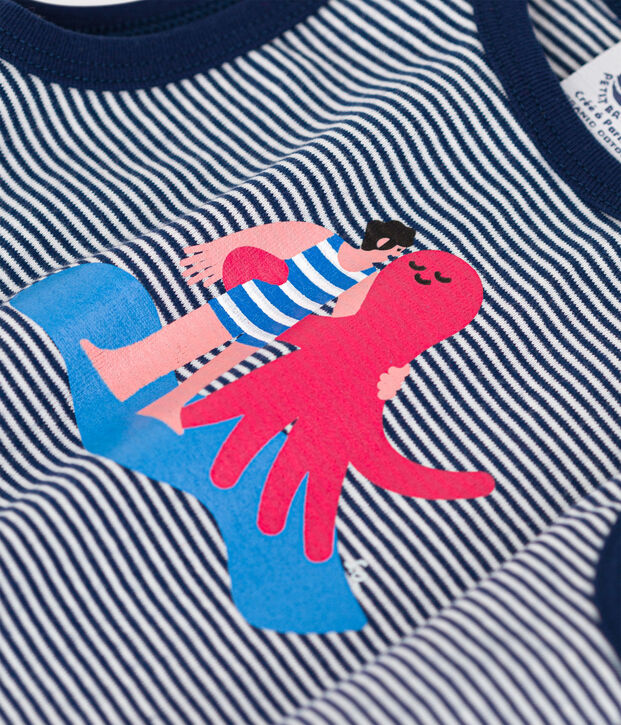 Combinaison B&eacute;b&eacute; Petit Bateau x Water Family bleu/blanc