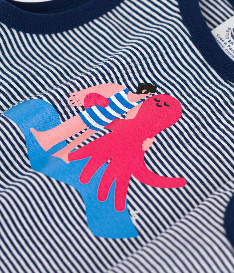 Combinaison B&eacute;b&eacute; Petit Bateau x Water Family bleu/blanc