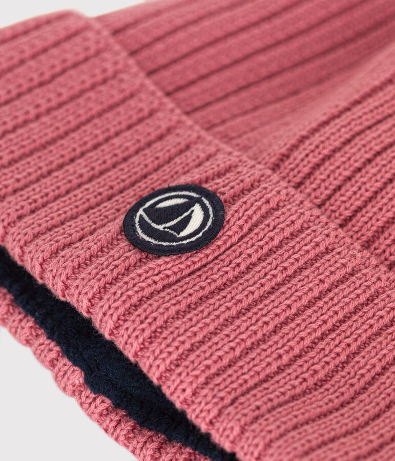 Bonnet en tricot doubl&eacute; en polaire enfant gar&ccedil;on-fille rose ROSEWOOD