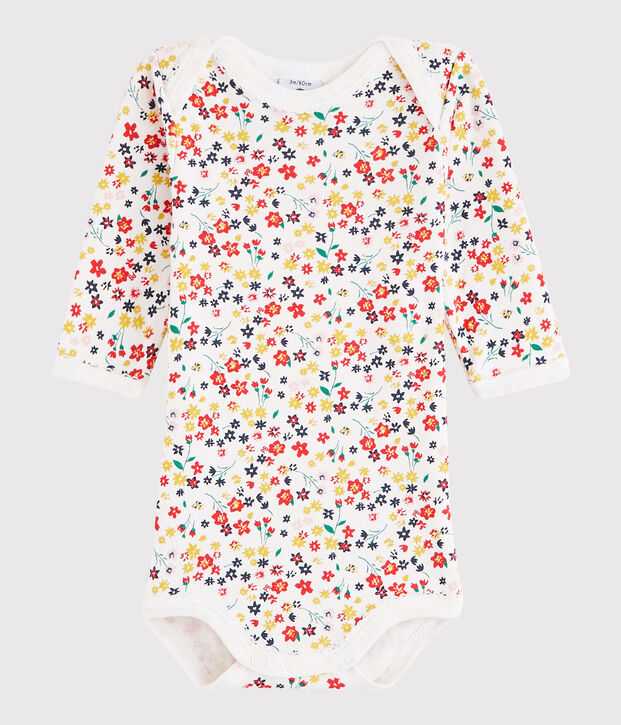 Body manches longues b&eacute;b&eacute; fille blanc/multicouleur