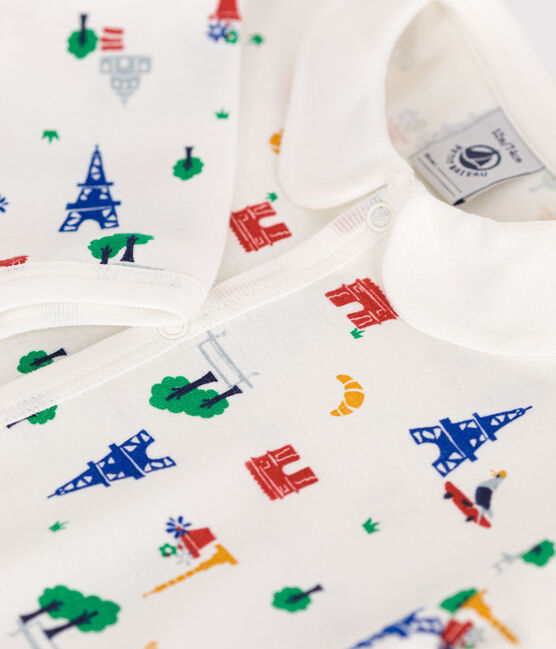 Pyjama sans pieds imprimé Paris en coton bébé blanc MARSHMALLOW/blanc MULTICO