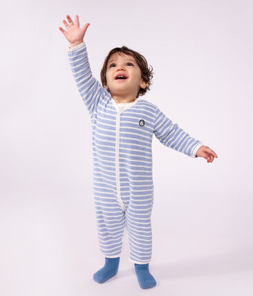 Pyjama bébé en coton éponge sans pieds à rayures