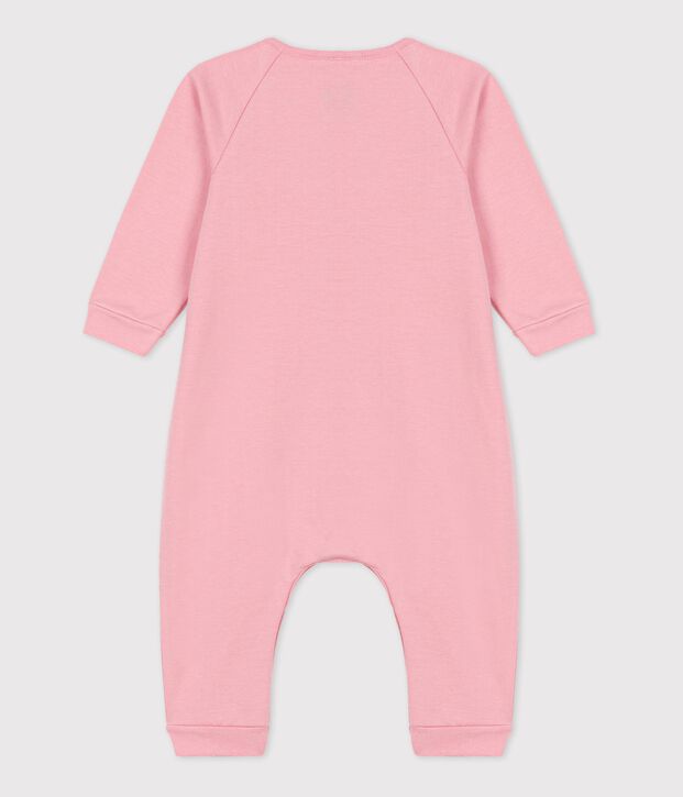 Combinaison  b&eacute;b&eacute; molleton en coton biologique rose