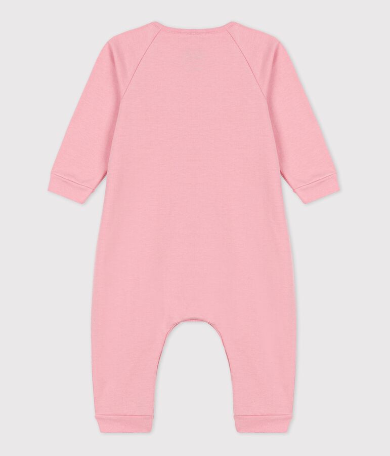 Combinaison  b&eacute;b&eacute; molleton en coton biologique rose CHARME