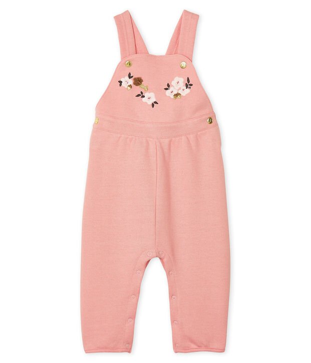Salopette longue b&eacute;b&eacute; fille en molleton rose