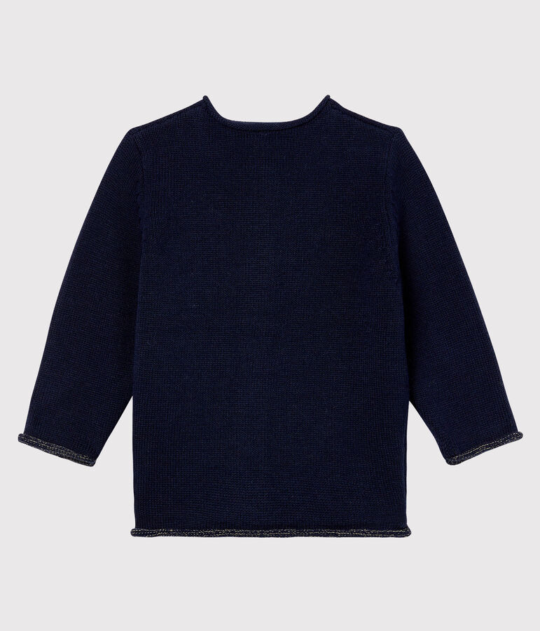 Cardigan essentiel b&eacute;b&eacute; fille en tricot laine et coton bleu SMOKING