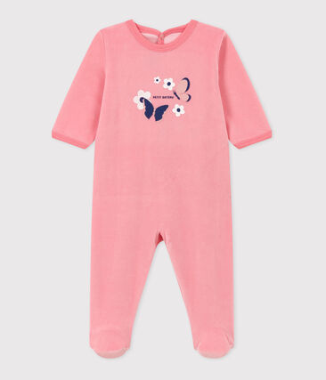 Pyjama bébé en velours ouverture au dos