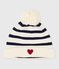 Bonnet bébé rayé en tricot doublé en polaire bleu MARSHMALLOW/ SOIR