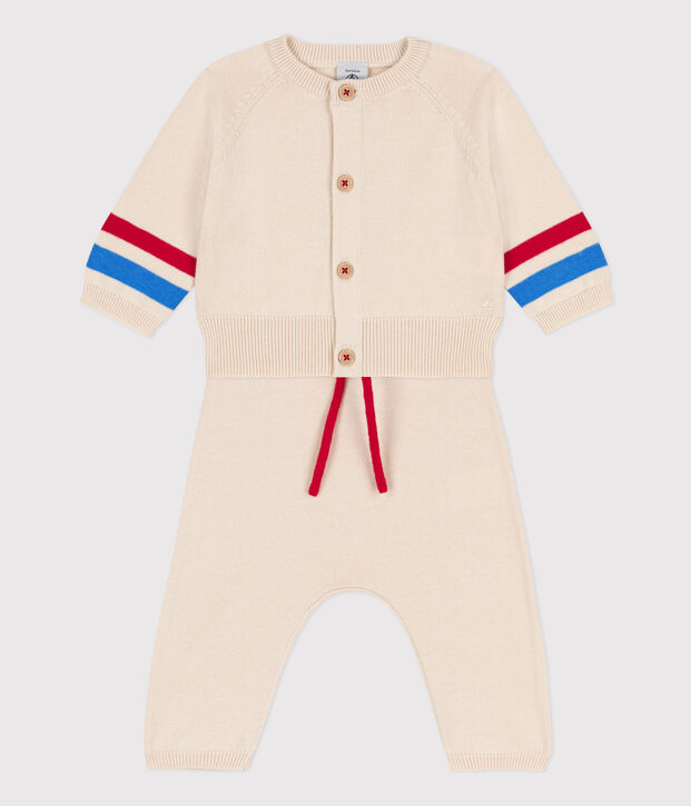 Ensemble en tricot b&eacute;b&eacute; &eacute;cru/multicouleur