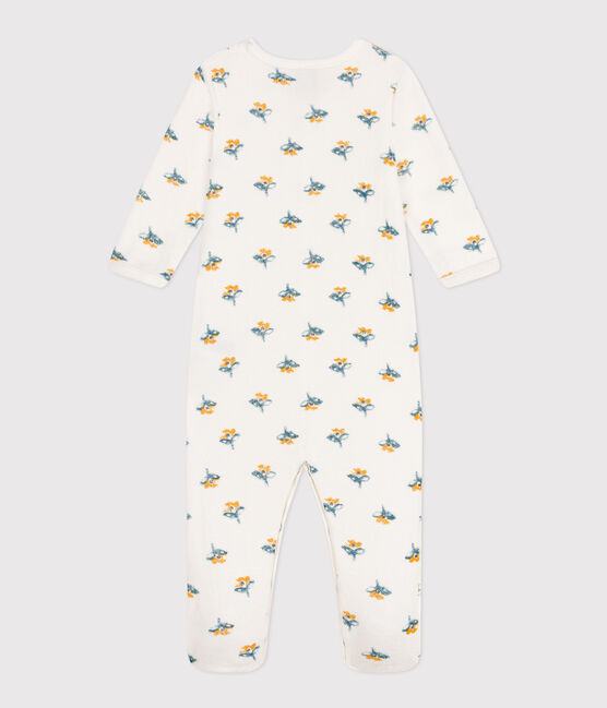 Pyjama bébé fleurs en molleton blanc MARSHMALLOW/blanc MULTICO