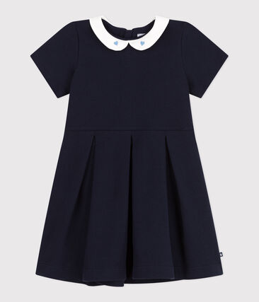Robe enfant en coton manches courtes unie