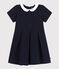 Robe enfant en coton manches courtes unie bleu SMOKING