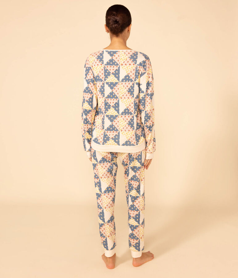 Pyjama patchwork en coton femme blanc AVALANCHE/ MULTICO