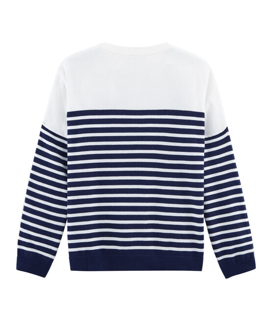 Pull Femme bleu SMOKING/blanc MARSHMALLOW