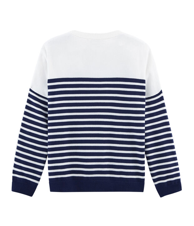 Pull Femme bleu/blanc