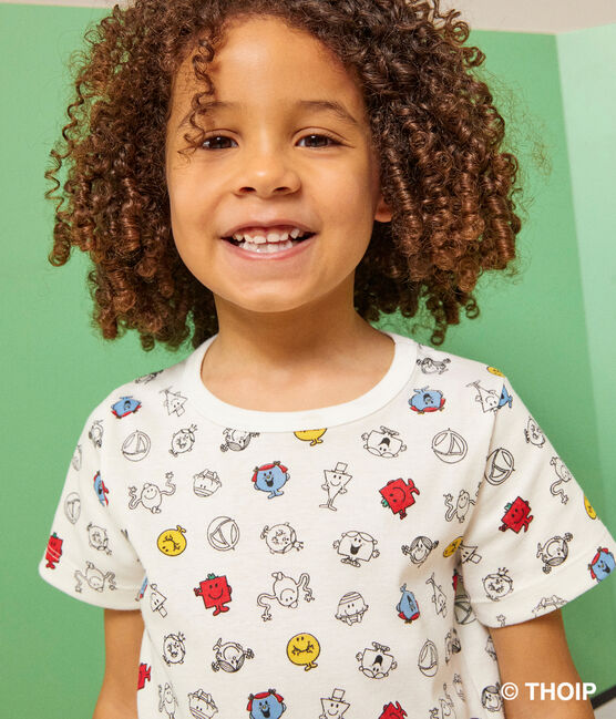 Pyjacourt Monsieur Madame en coton enfant blanc MARSHMALLOW/blanc MULTICO