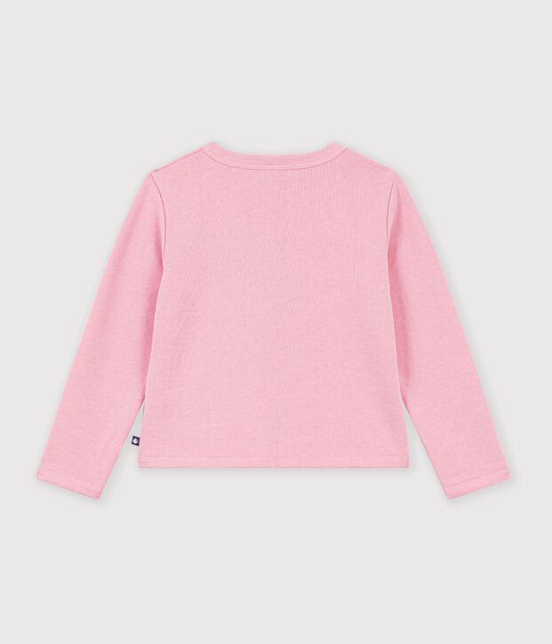 Cardigan enfant en coton uni rose