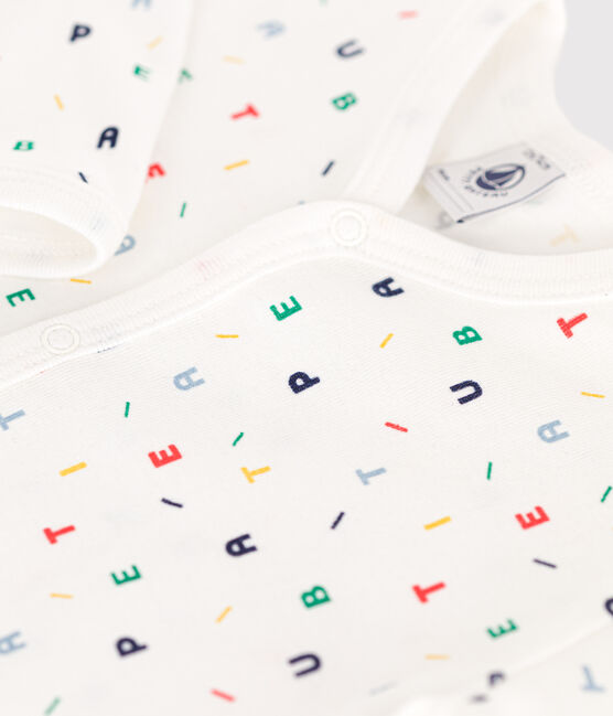 Pyjama sans pieds en coton bébé blanc MARSHMALLOW/blanc MULTICO