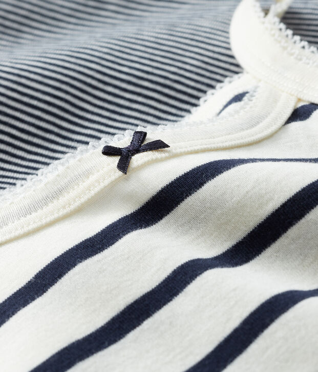 Lot de 2 chemises &agrave; bretelles ray&eacute;es petite fille en coton biologique multicouleur