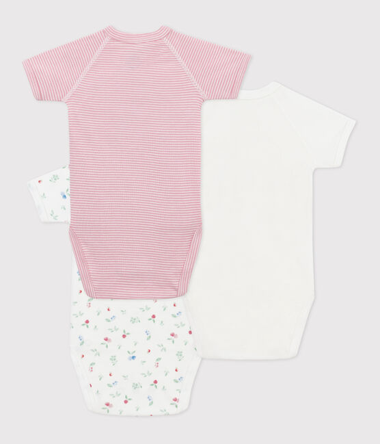 Lot de 3 bodies croisés manches courtes en coton imprimé bébé variante 2