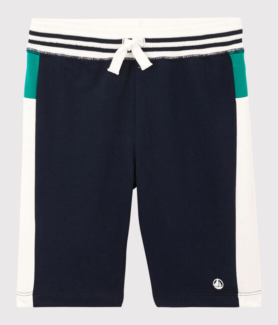 Bermuda en molleton léger enfant garçon blanc MARSHMALLOW/blanc MULTICO