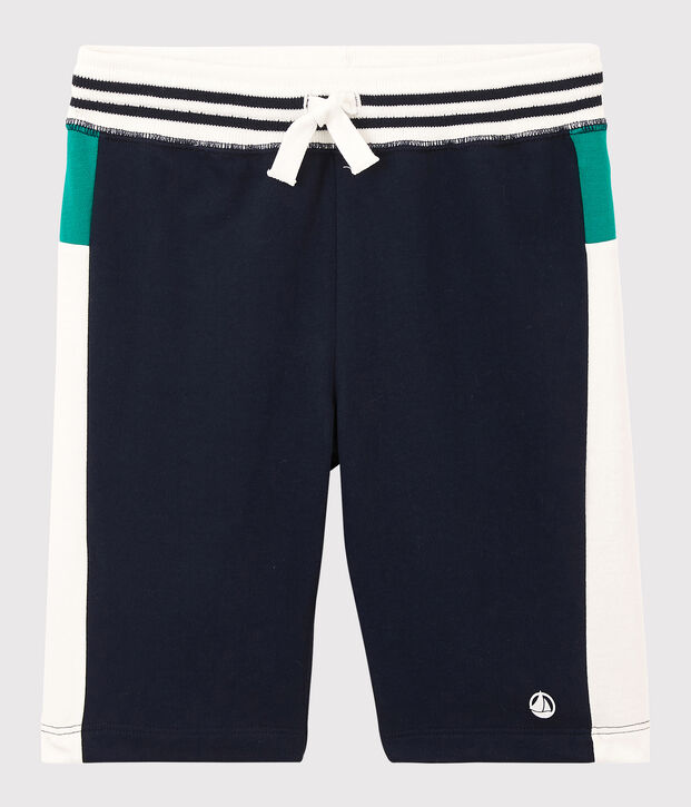 Bermuda en molleton l&eacute;ger enfant gar&ccedil;on blanc/multicouleur