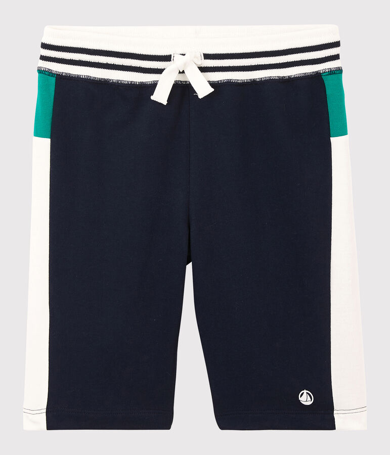 Bermuda en molleton l&eacute;ger enfant gar&ccedil;on blanc MARSHMALLOW/blanc MULTICO