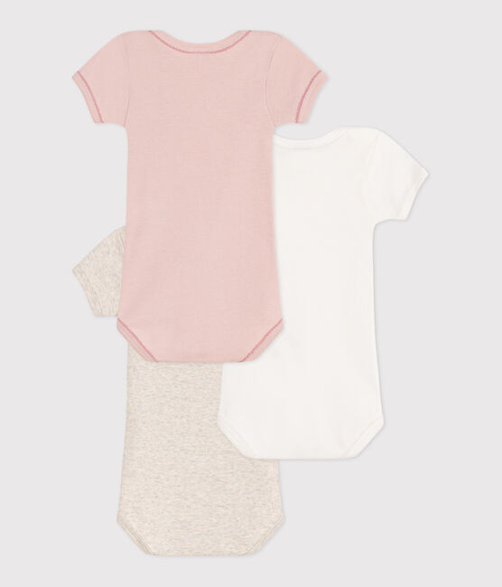 Lot de 3 bodies manches courtes en coton uni bébé variante 1