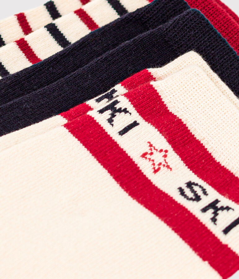 Lot de 3 paires de chaussettes SKI enfant gar&ccedil;on-fille multicouleur