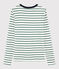 T-shirt col rond iconique en coton Femme blanc MARSHMALLOW/vert VALLEE