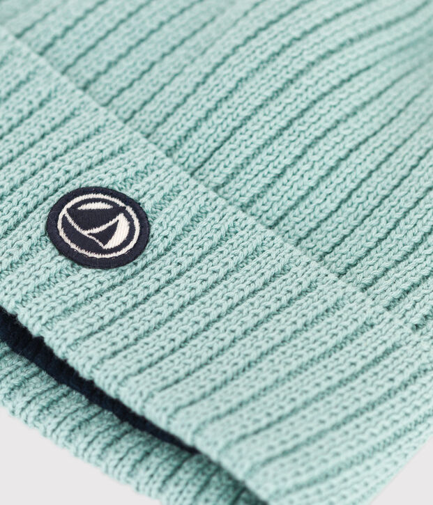 Bonnet en tricot doubl&eacute; en polaire enfant gar&ccedil;on-fille vert