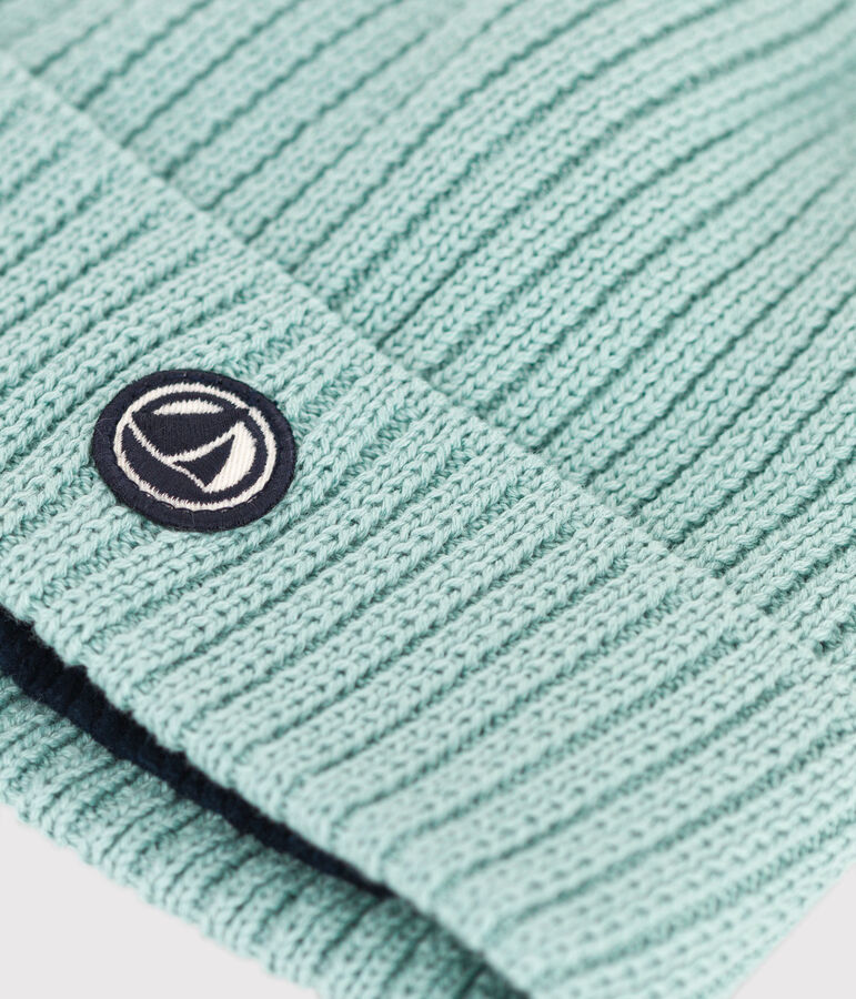 Bonnet en tricot doubl&eacute; en polaire enfant gar&ccedil;on-fille vert PAUL