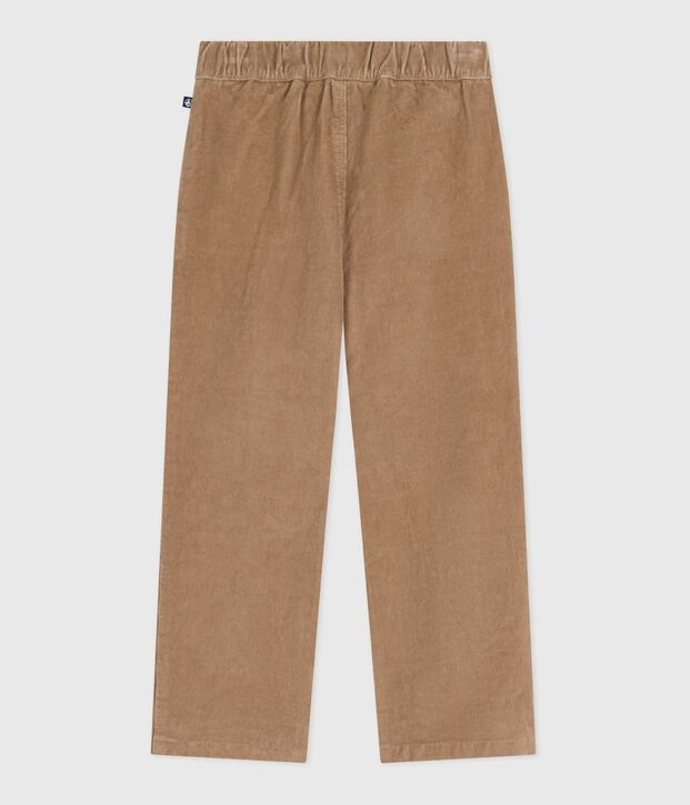 Pantalon droit enfant en velours uni beige