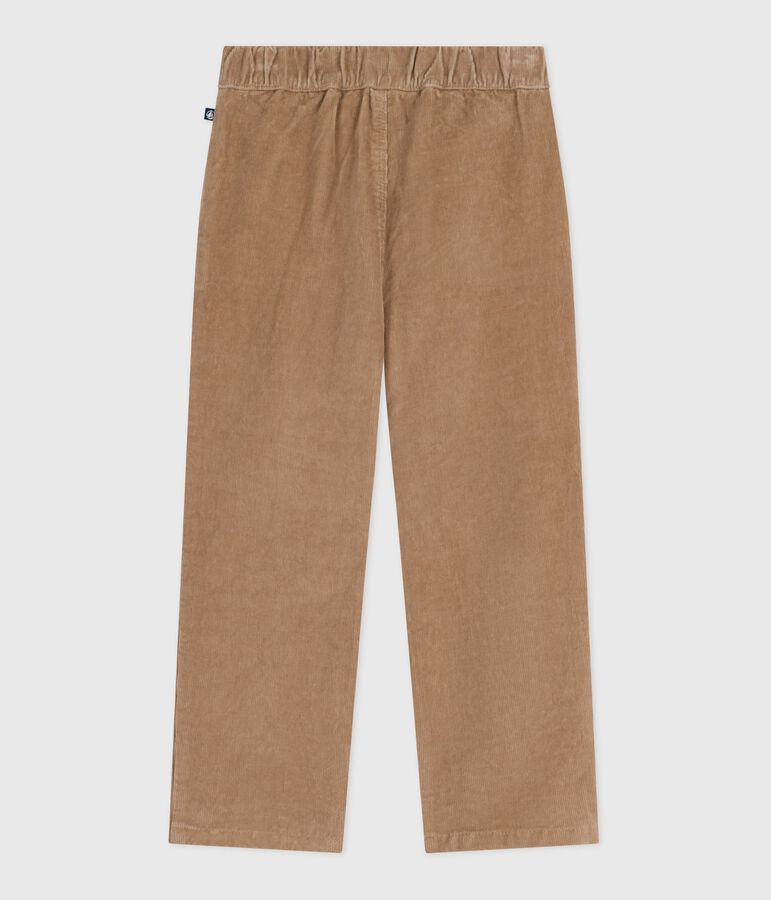 Pantalon droit enfant en velours uni beige ROCHE CLAIR