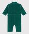Combinaison longue b&eacute;b&eacute; en velours uni vert