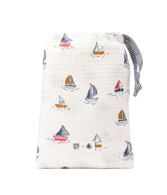 Lot de 3 langes bébé imprimés bateaux et milleraie blanc MARSHMALLOW/bleu MEDIEVAL/ MULTICO
