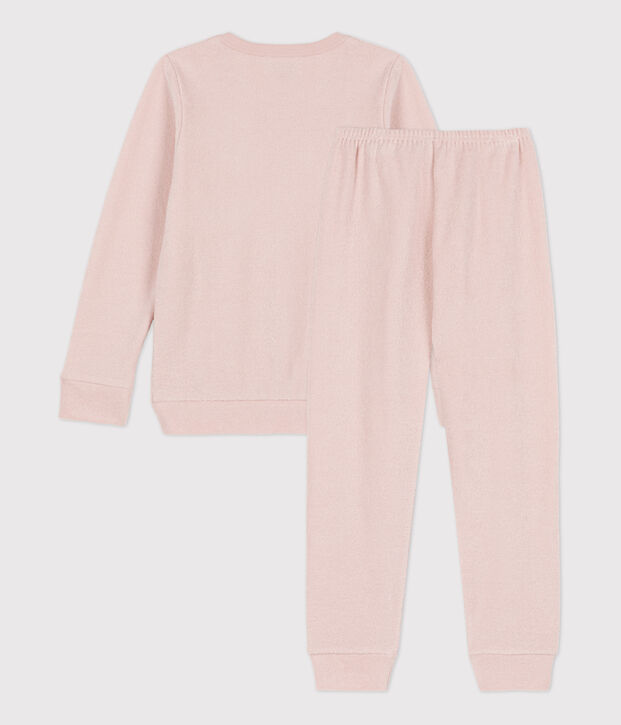 Pyjama en bouclette &eacute;ponge gratt&eacute;e enfant rose