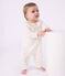 Pyjama bébé en coton ajouré sans pieds avec col imprimé fleuri blanc MARSHMALLOW/blanc MULTICO