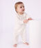 Pyjama b&eacute;b&eacute; en coton ajour&eacute; sans pieds avec col imprim&eacute; fleuri blanc/multicouleur