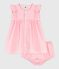 Robe bébé en coton unie et son bloomer rose CHARME